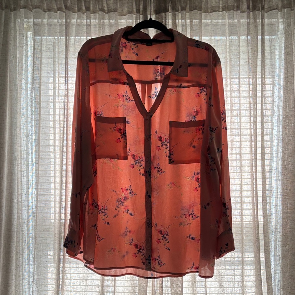 Vintage Roaman’s Flowy Peachy Pink Buttonup Overshirt